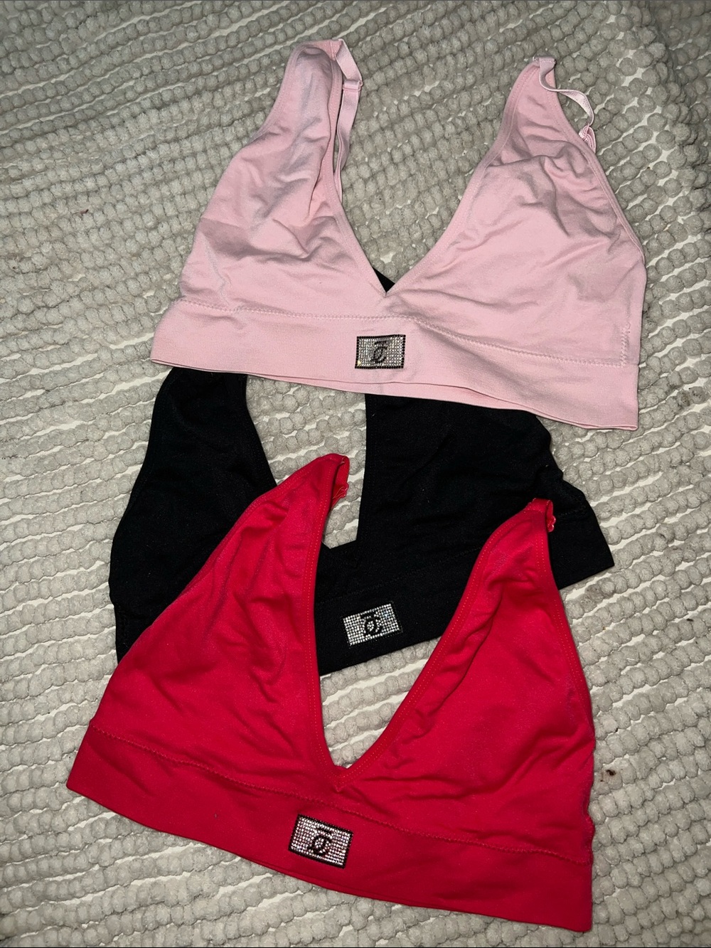 Juicy Couture Women's Seamless Bralette - Pink, Black & Red